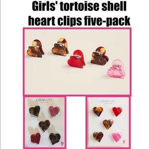 J.Crew Girls' tortoise shell heart clips five-pack
